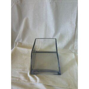 Modern Clear Glass Vase Geometric Design 6" Tall For Home Or Office Decor